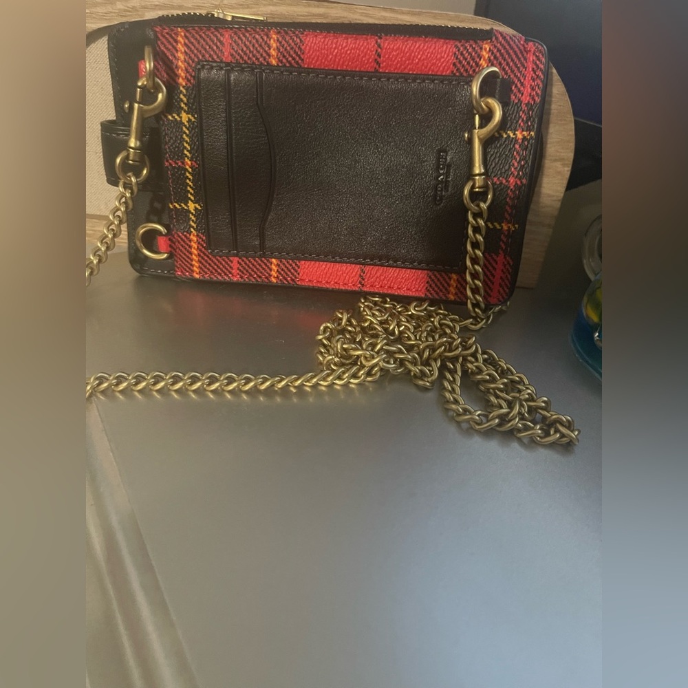 Coach Red and Black Plaid Phone Wallet - Picture 5 of 6